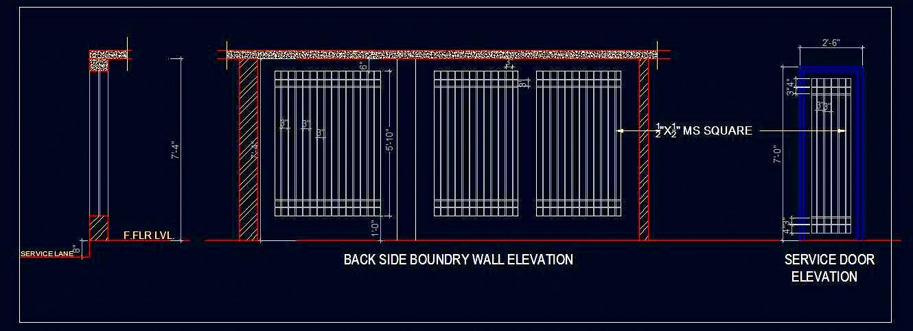 Boundary Wall Design with Elevation & Section- Free DWG